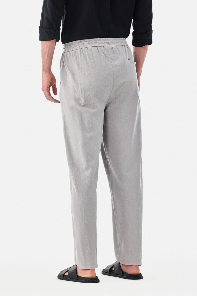 SNITCH Grey Relaxed Fit 100% Cotton Pants for Men | Best Price UAE